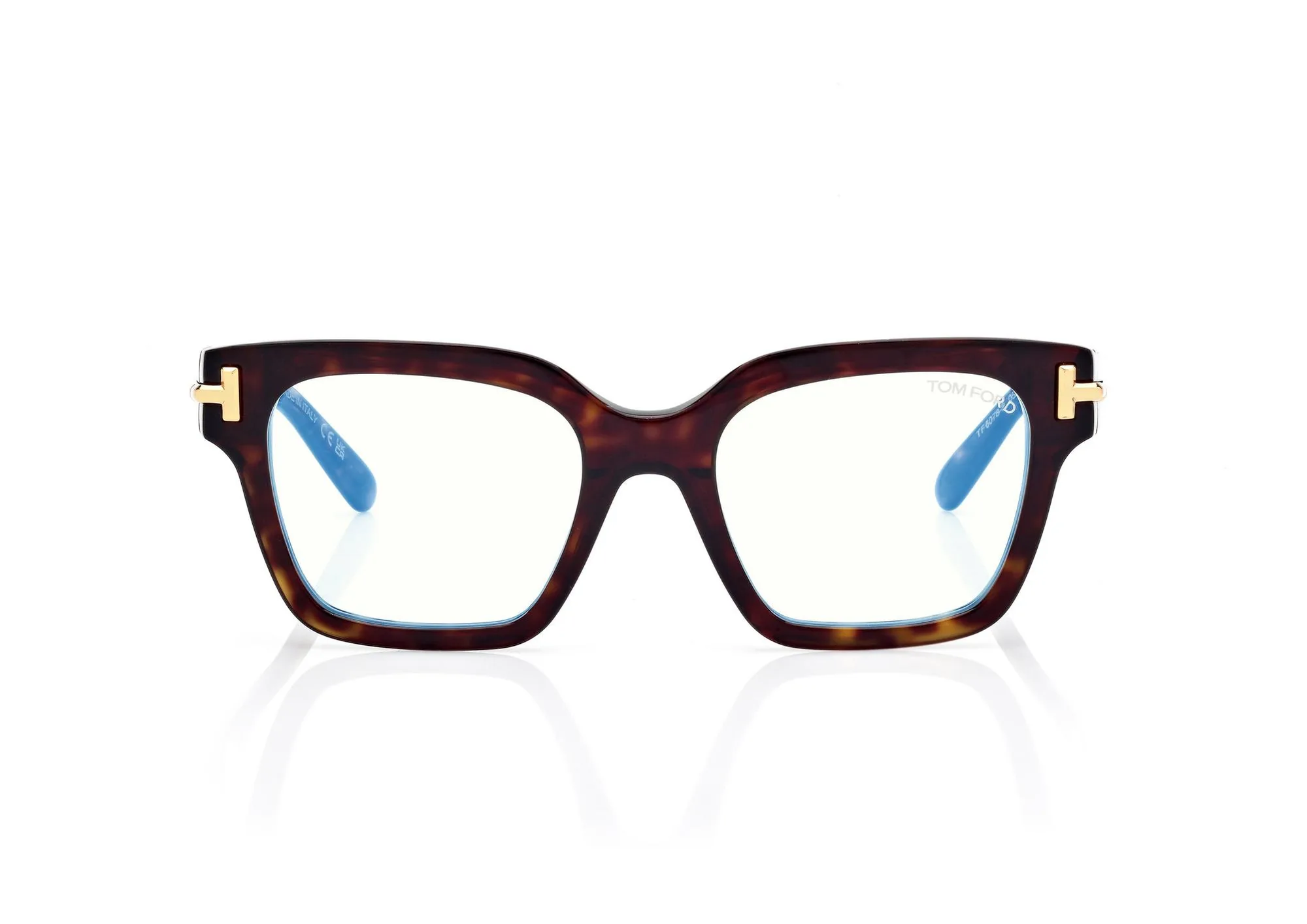 Tom Ford Icon Blue Block Square Opticals FT6078B Dark Havana