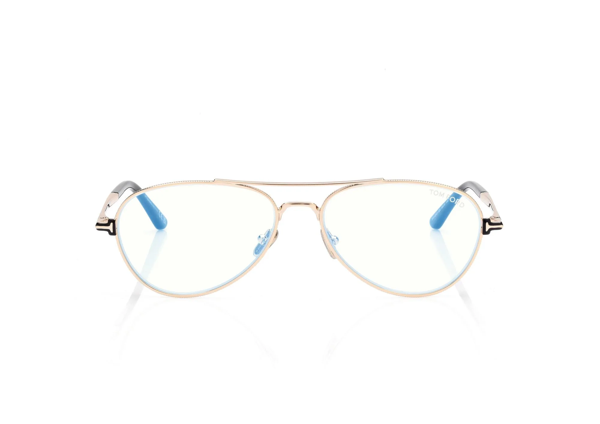 Tom Ford Blue Block Pilot Opticals FT6128B Gold