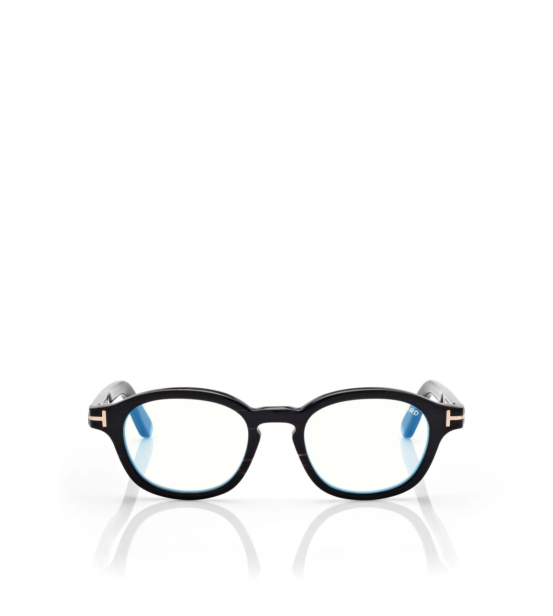 Tom Ford Round Horn Blue Block Opticals FT6145BP Black Horn
