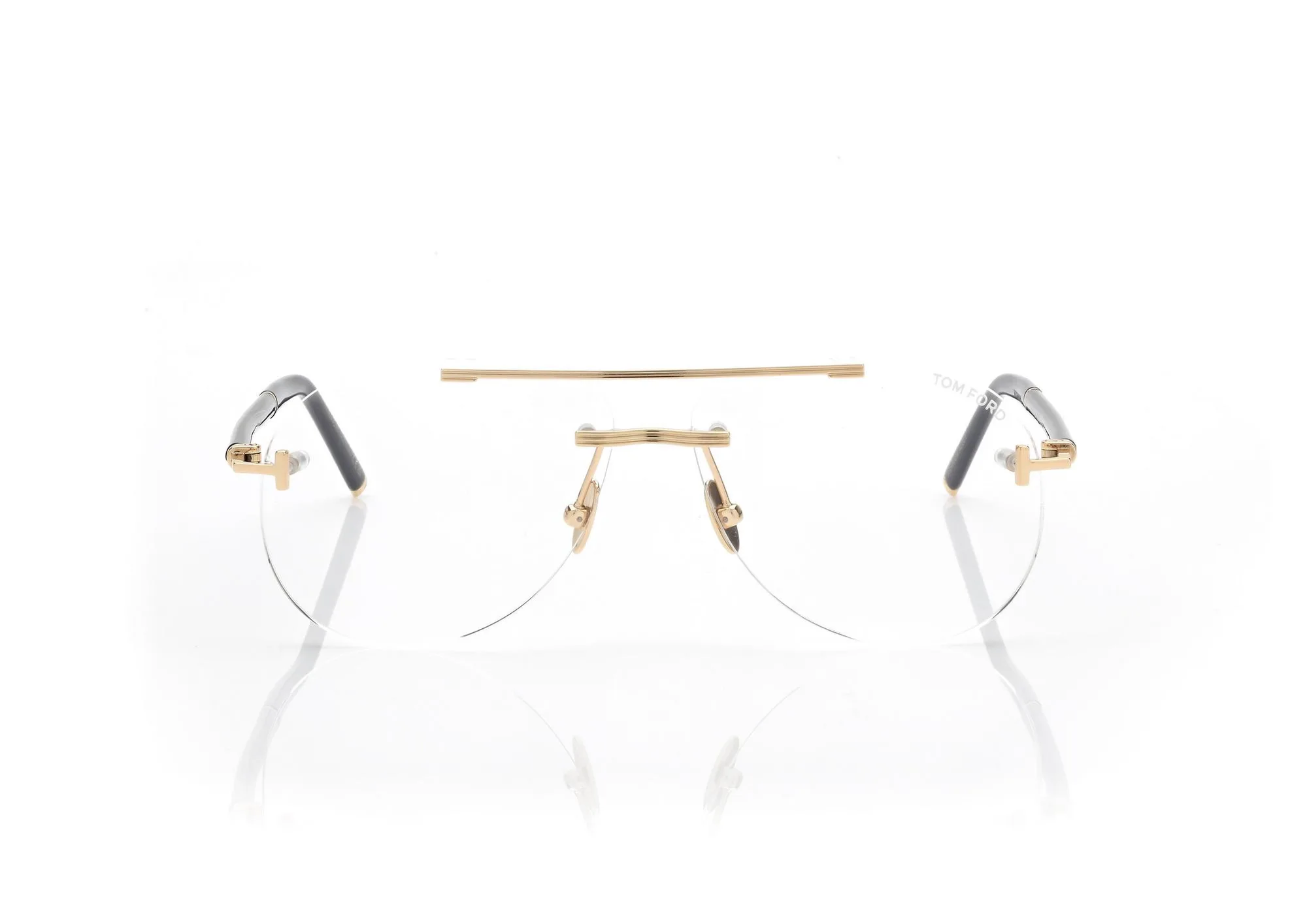 Tom Ford Navigator Titanium Blue Block Opticals FT6147P Gold