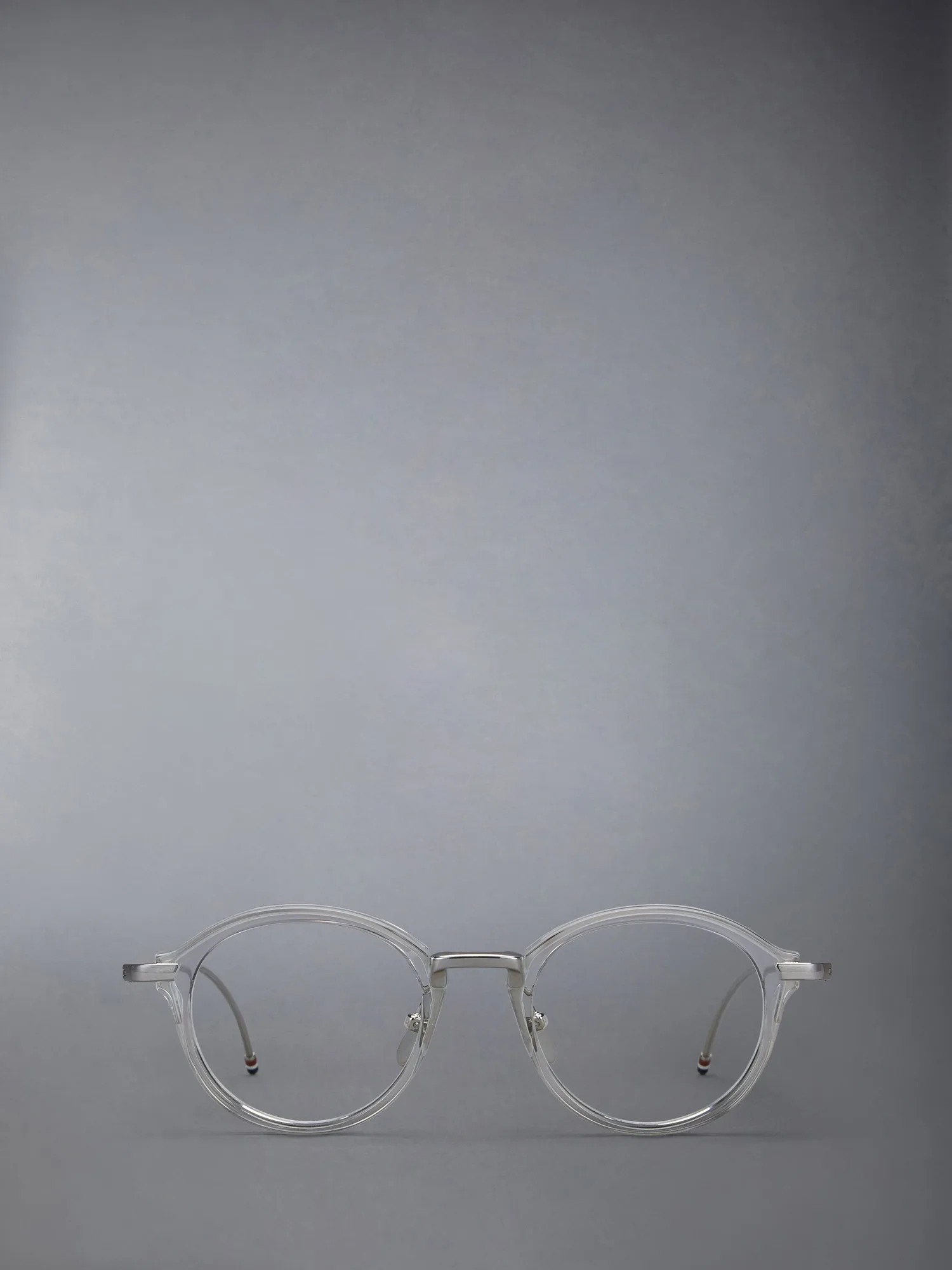 Thom Browne Acetate and Titanium Round Eyeglasses UEO011A Clear