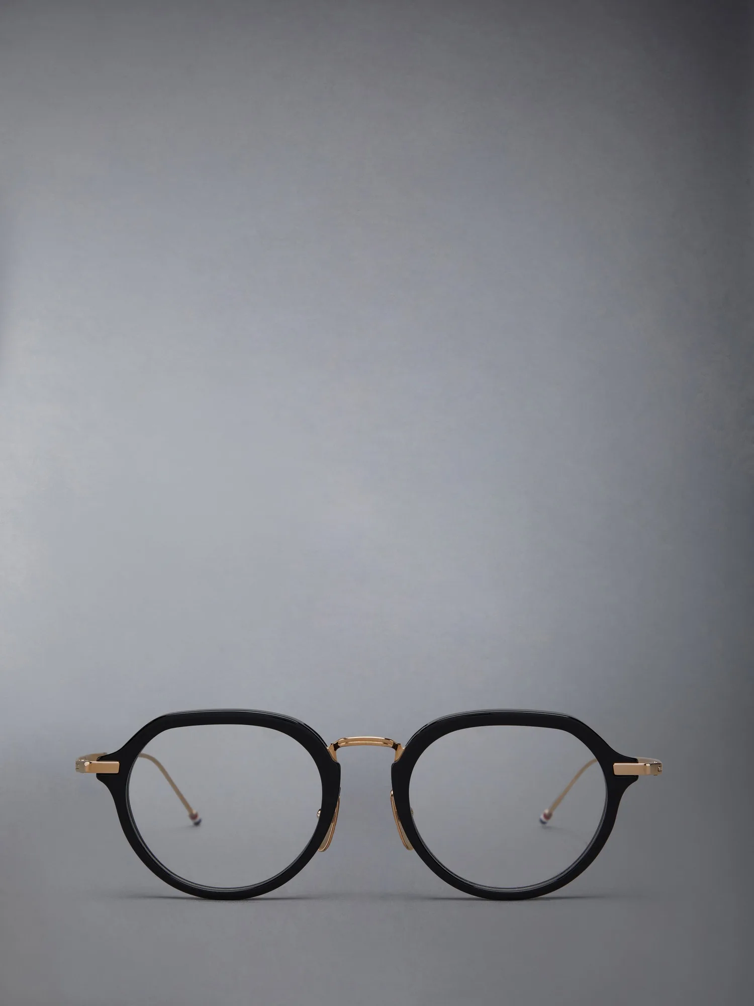Thom Browne Acetate and Titanium Round Eyeglasses UEO421A Black