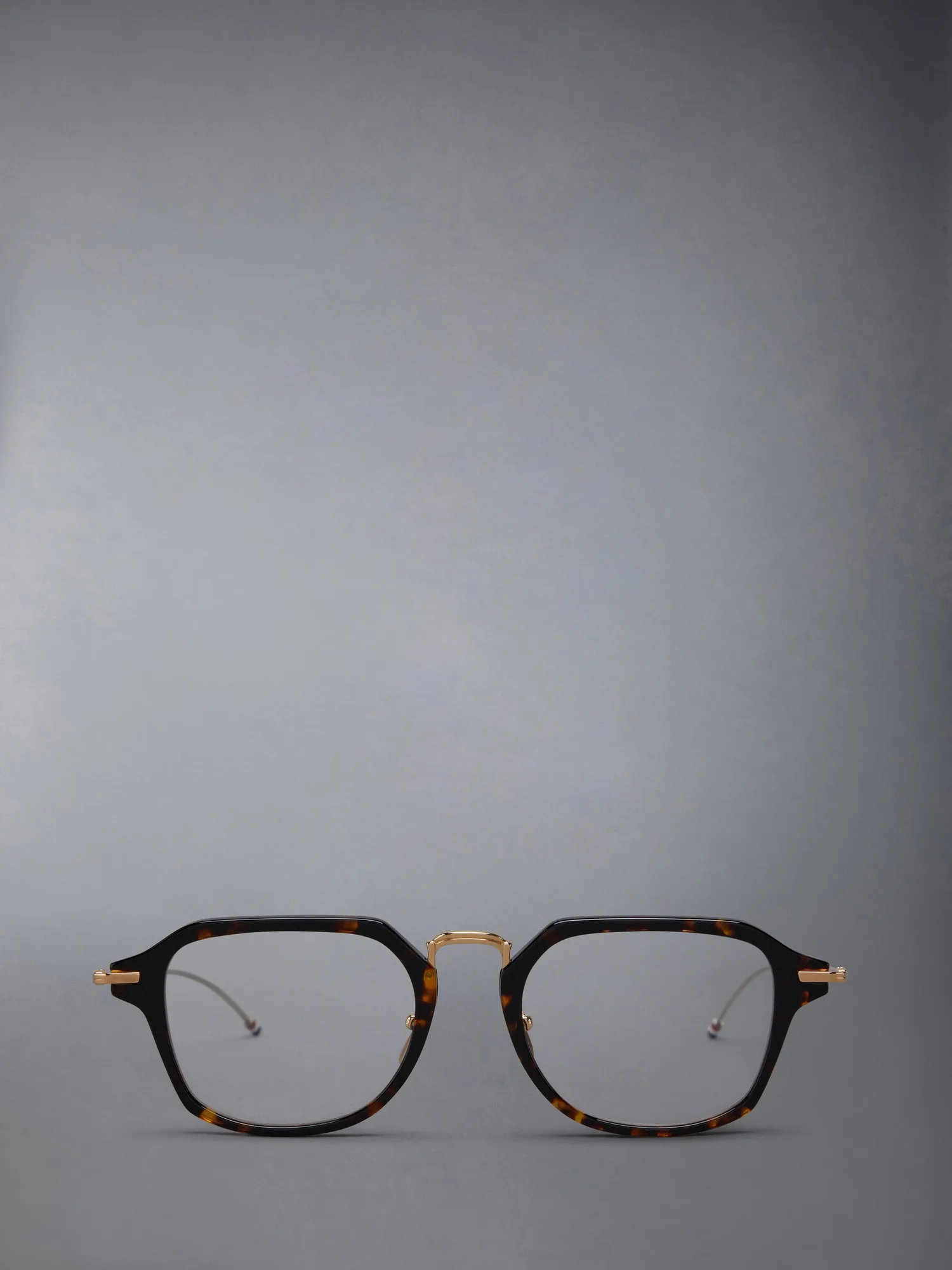 Thom Browne Acetate and Titanium Rectangular Eyeglasses UEO423A Dark Brown