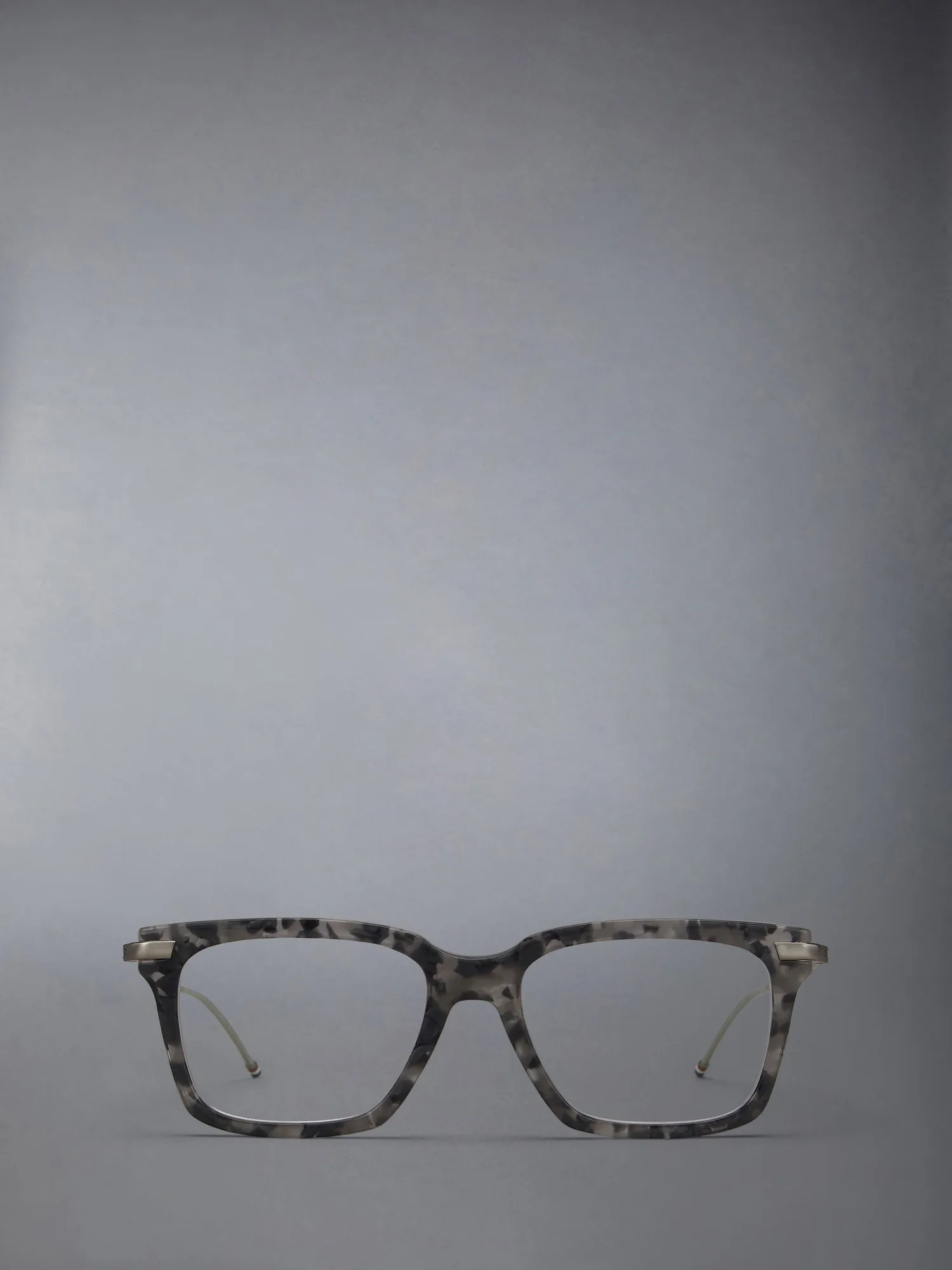 Thom Browne Acetate and Titanium Rectangular Eyeglasses UEO701A Dark Grey Tortoise