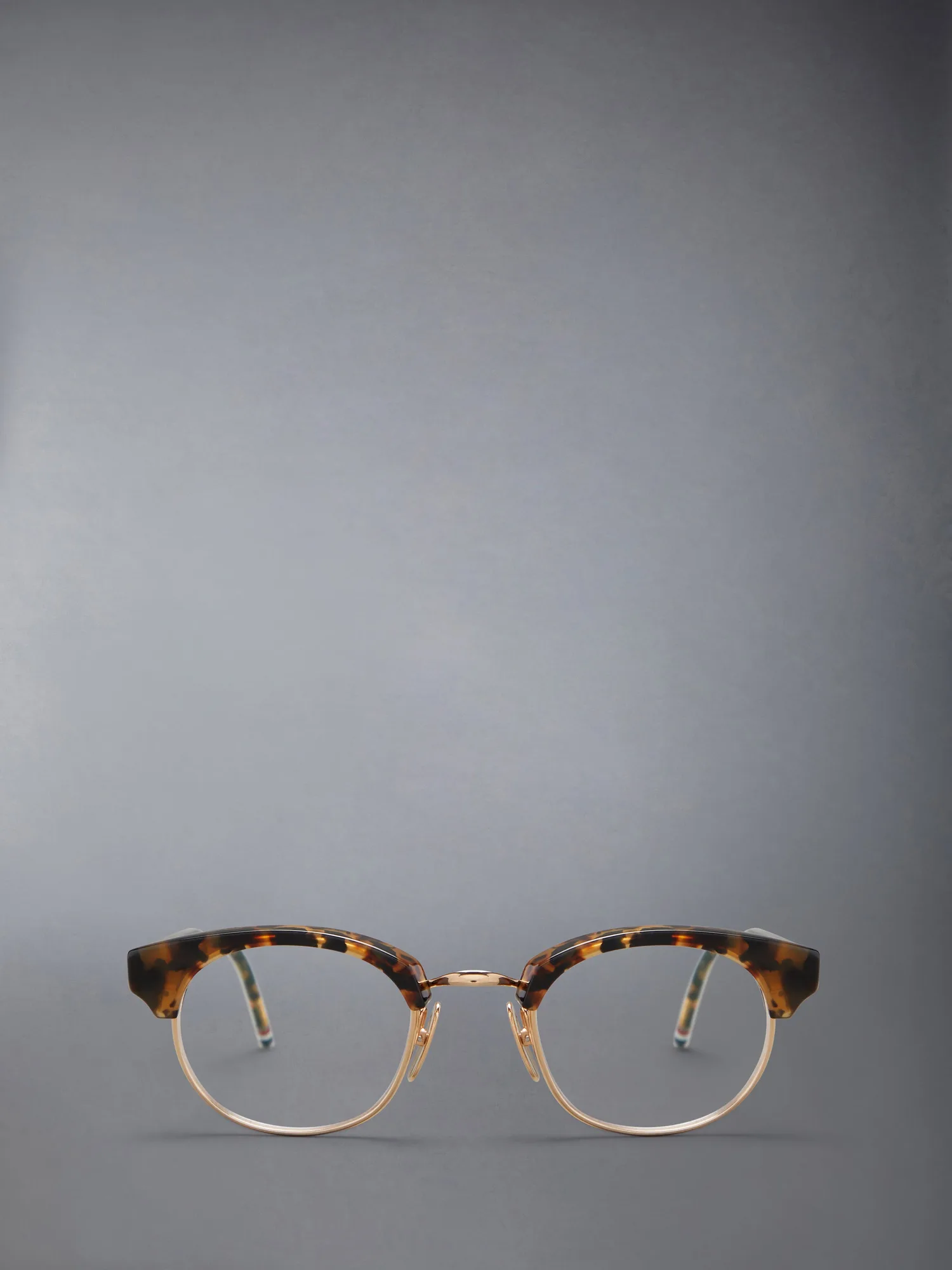 Thom Browne Acetate and Titanium Oval Eyeglasses UEO702A Dark Brown Tortoise