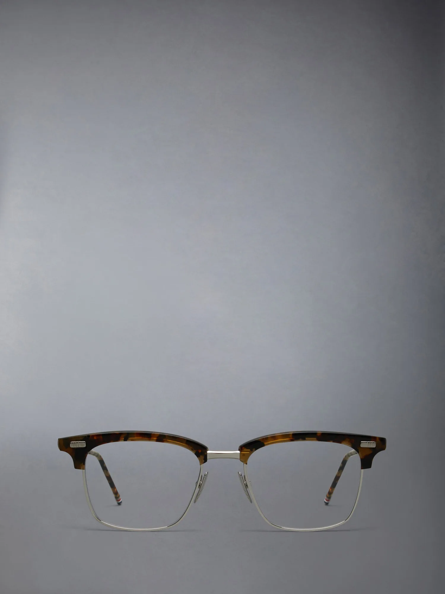Thom Browne Acetate and Titanium Rectangular Eyeglasses UEO711A Dark Brown Tortoise
