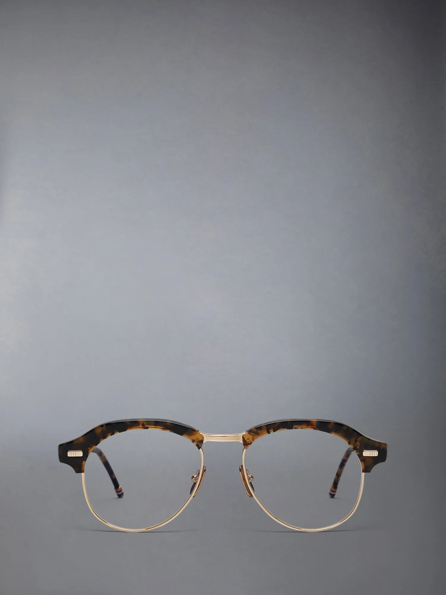 Thom Browne Acetate and Titanium Pilot Eyeglasses UEO956A Dark Brown Tortoise